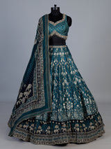 Peacock green banarasi silk lehenga choli