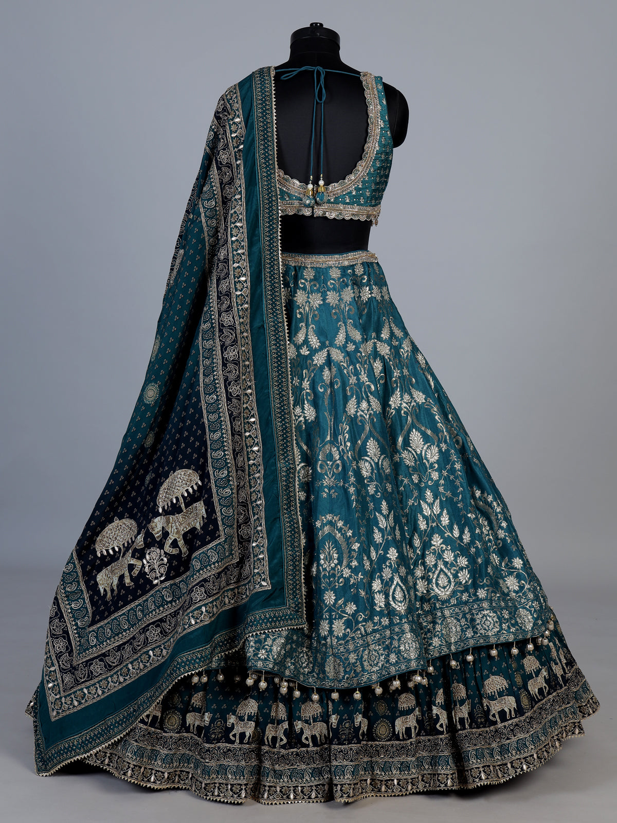 Peacock green banarasi silk lehenga choli