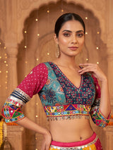Yellow embroidered silk georgette festive lehenga choli