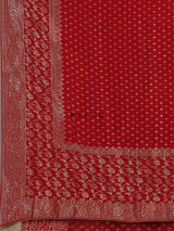 Red festive dola silk saree with heritage zari craftsmanship
