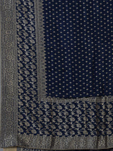 Blue designer dola silk saree with luxurious floral zari weaving