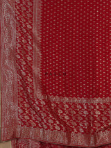 Maroon royal dola silk saree with ornate zari woven border