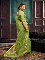 Green premium ethnic munga silk saree