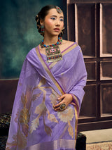 Lavender royal munga silk woven festive saree