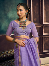Lavender royal munga silk woven festive saree