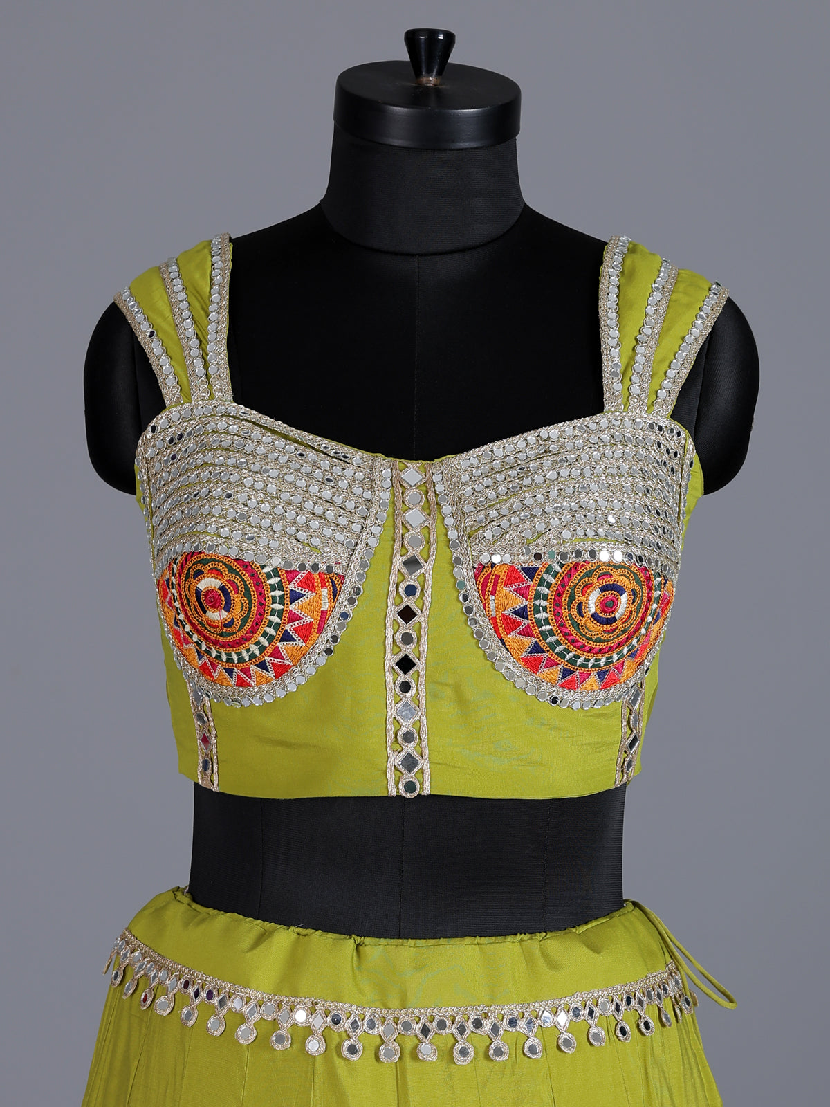 Parrot green upada silk festive lehenga choli with dupatta