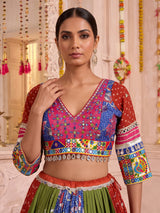 Rani pink georgette silk navratri lehenga choli with dupatta