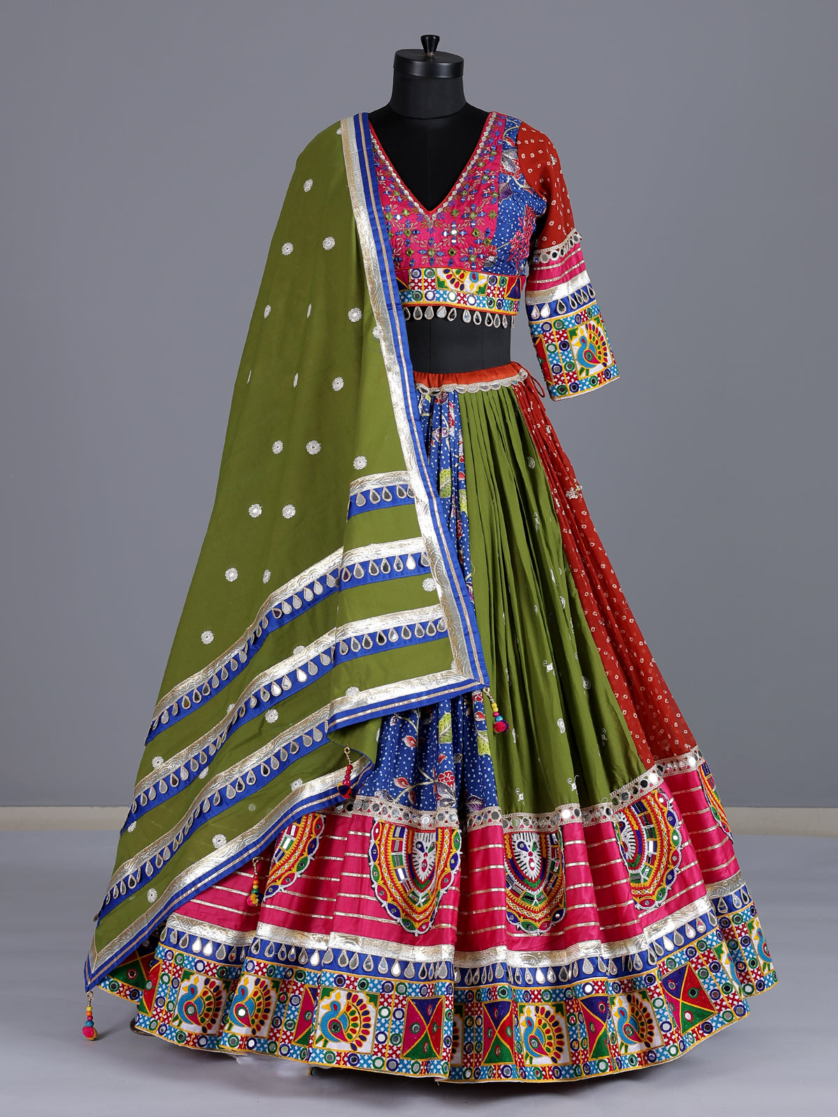 Rani pink georgette silk navratri lehenga choli with dupatta