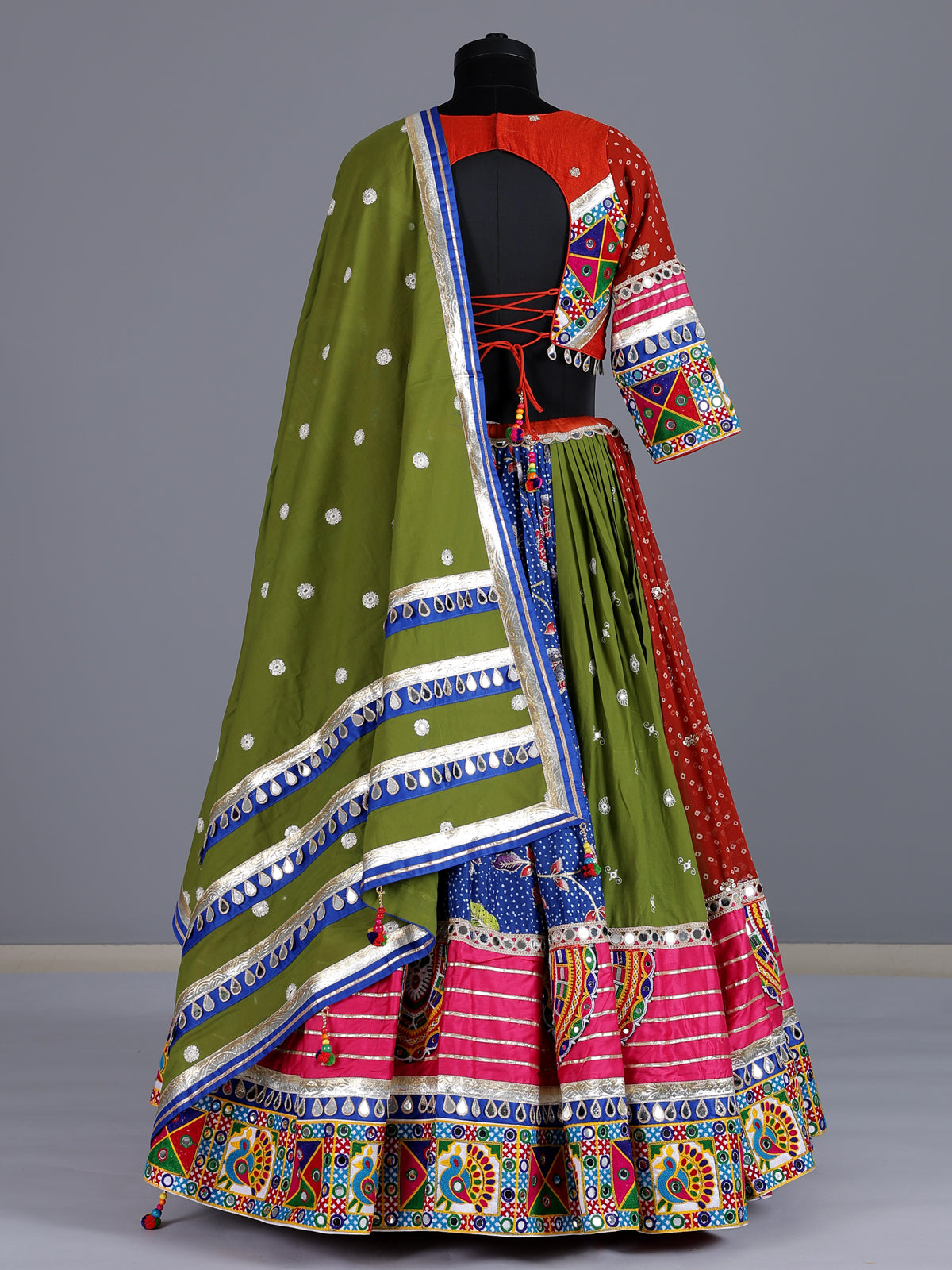 Rani pink georgette silk navratri lehenga choli with dupatta