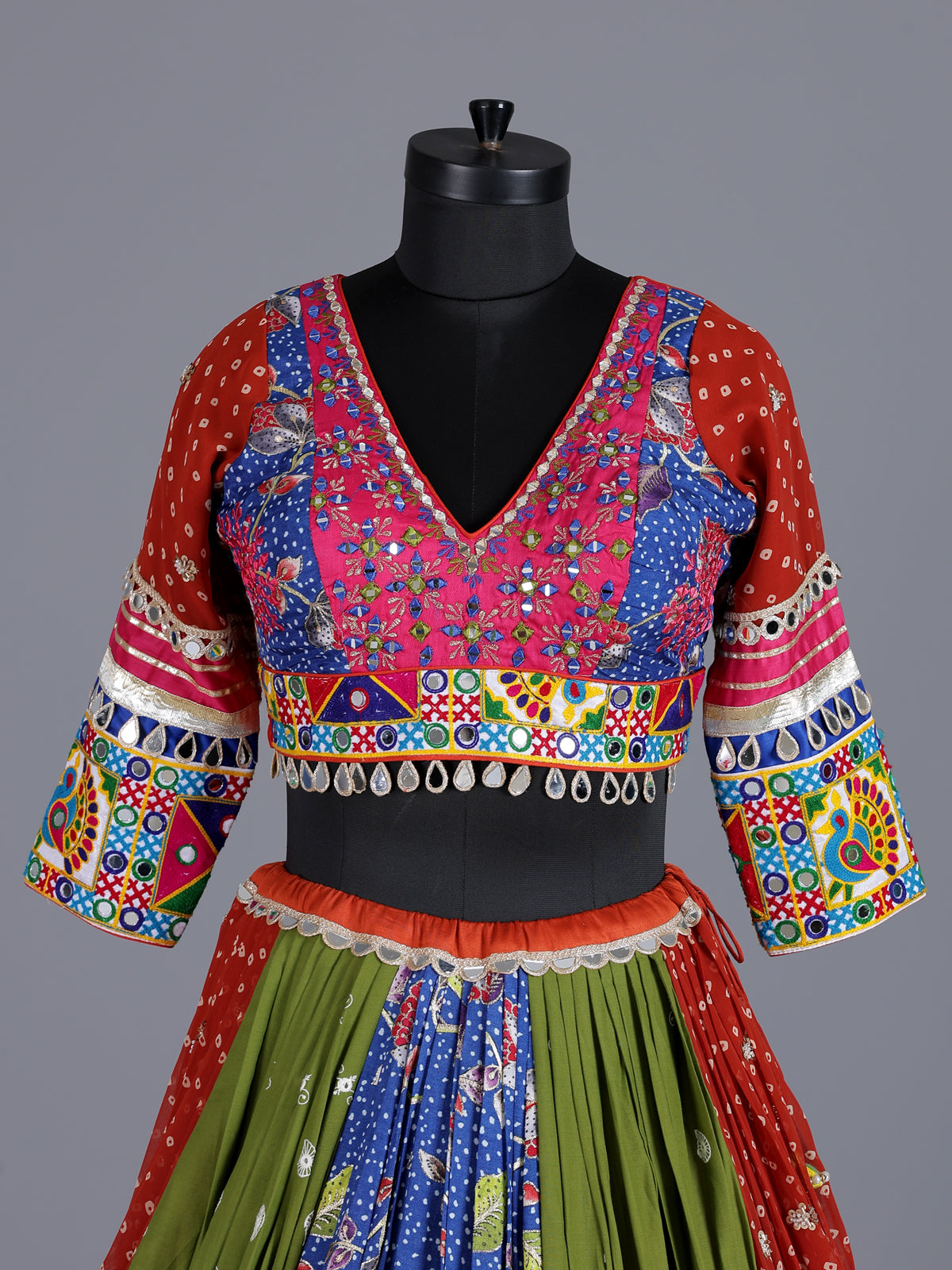 Rani pink georgette silk navratri lehenga choli with dupatta