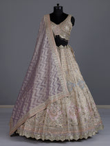 Light purple silk embellished lehenga choli with dupatta