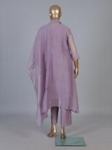 Light purple designer cotton pant suit with embroidered collar