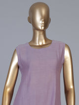 Light purple designer cotton pant suit with embroidered collar