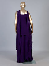 Violet georgette silk palazzo suit with choker dupatta