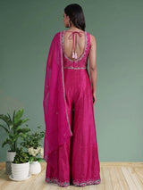 Rani pink embellished dupion silk designer salwar suit