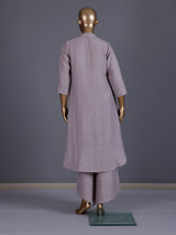 Purple embroidered cotton linen festive palazzo suit for women