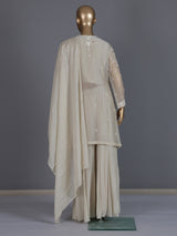 Ivory embroidered shimmer silk palazzo suit