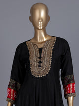 Black printed crepe silk palazzo suit