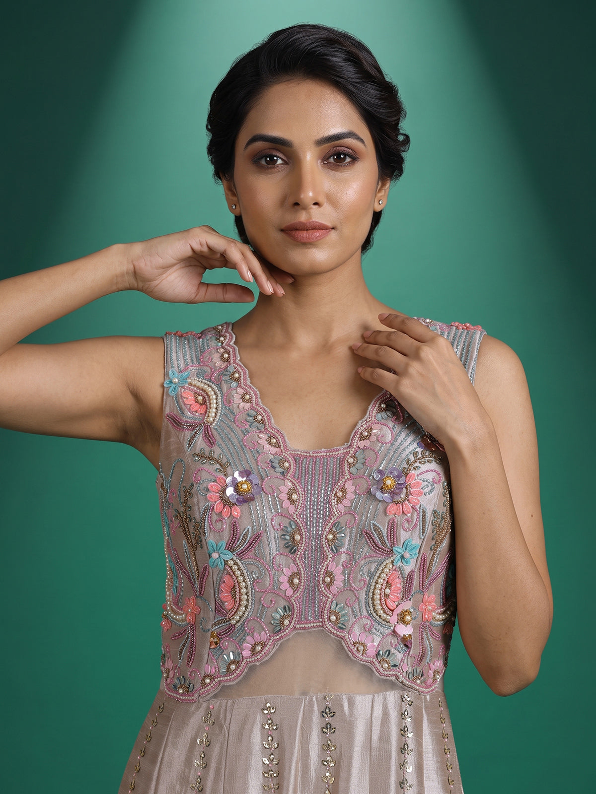 Gold luxury silk festive indo western jumpsuit