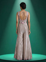 Gold luxury silk festive indo western jumpsuit