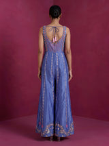 Blue premium silk indo western jumpsuit