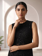 Black georgette silk embroidered palazzo suit