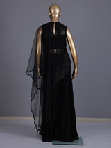 Black georgette silk embroidered palazzo suit