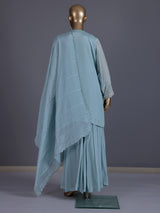 Sky blue shimmer crepe silk festive sharara suit