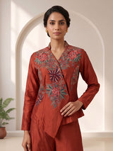 Rust embroidered indo western sharara style suit