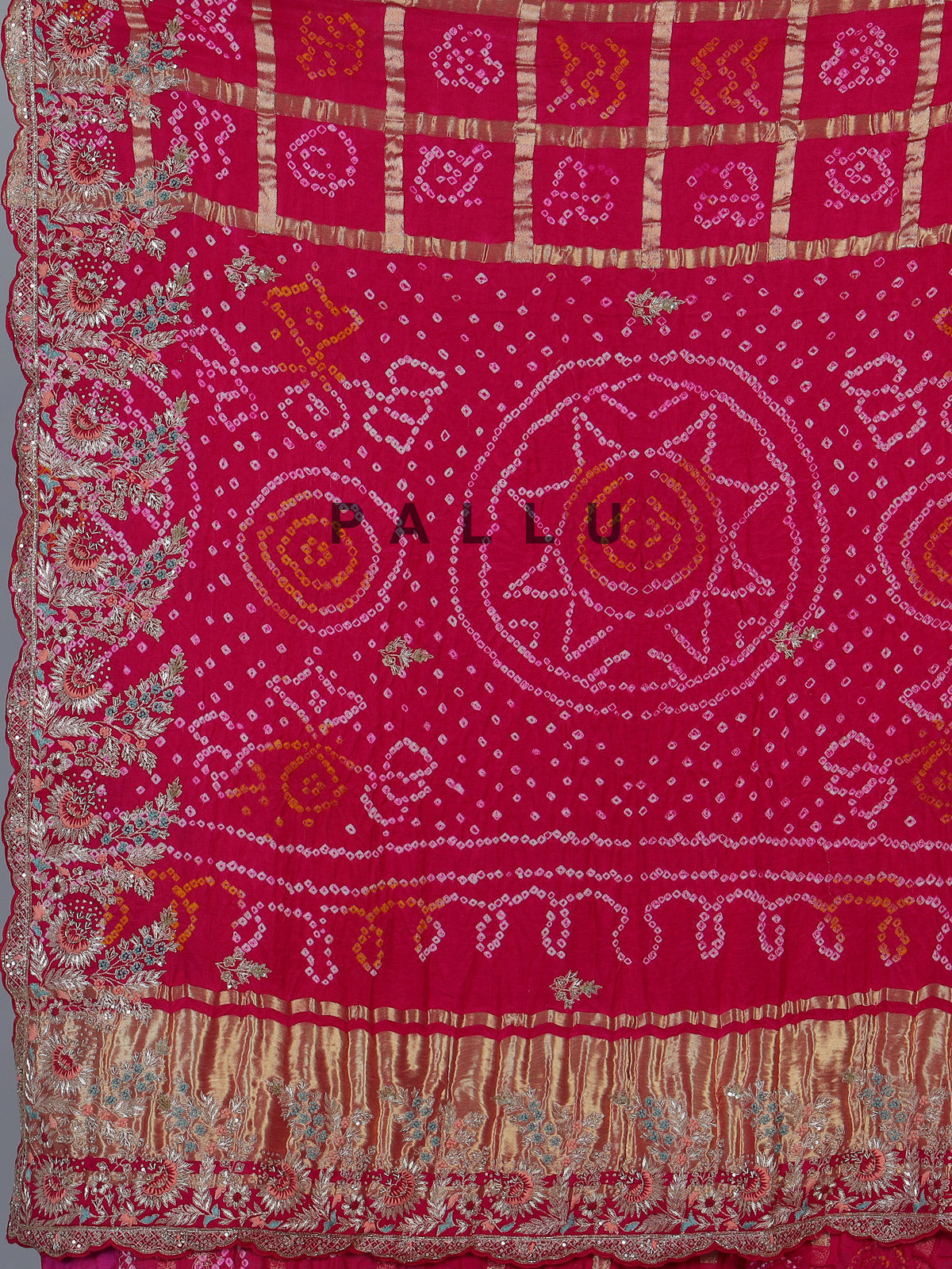 Pink bandhani gajji silk designer bridal saree elegance