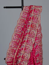 Pink bandhani gajji silk designer bridal saree elegance