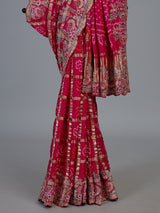 Pink bandhani gajji silk designer bridal saree elegance