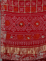 Red bandhani gajji silk handcrafted festive saree elegance