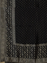 Black royal dola silk saree with zari
