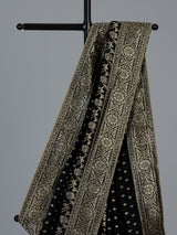 Black royal dola silk saree with zari