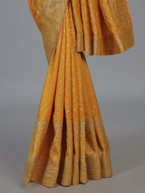 Yellow embellished dola silk celebration saree for women