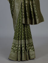 Green zari woven dola silk festive saree design