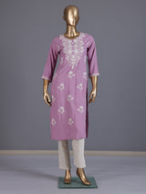 Lavender purple premium cotton silk festive kurti