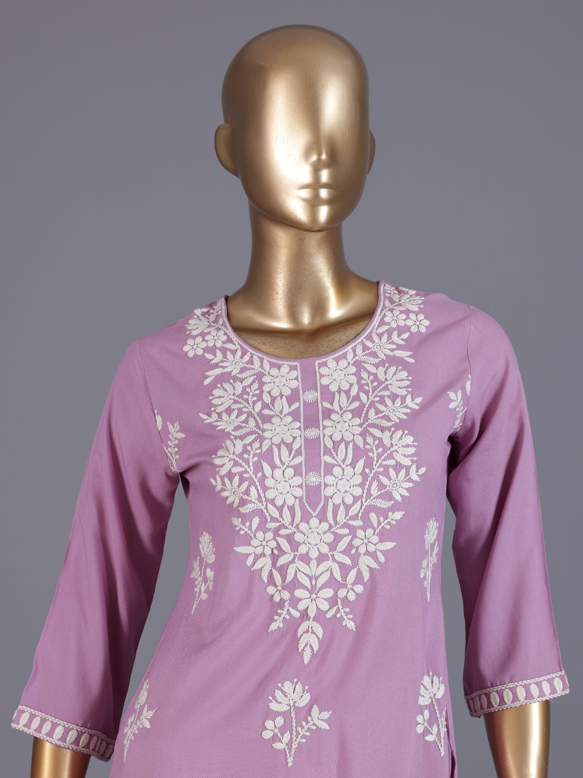 Lavender purple premium cotton silk festive kurti