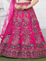 Rani pink royal silk lehenga choli with dupatta for girls