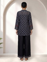 Blue ajrakh kurti set with classic palazzo styling