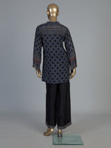 Blue ajrakh kurti set with classic palazzo styling