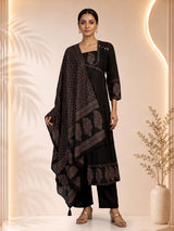 Black printed anarkali kurti set with ethnic charm