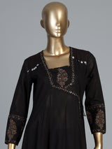 Black printed anarkali kurti set with ethnic charm