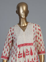 Off white floral kurti set with elegant festive styling