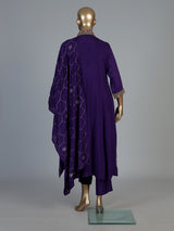Purple anarkali kurti set with regal festive elegance