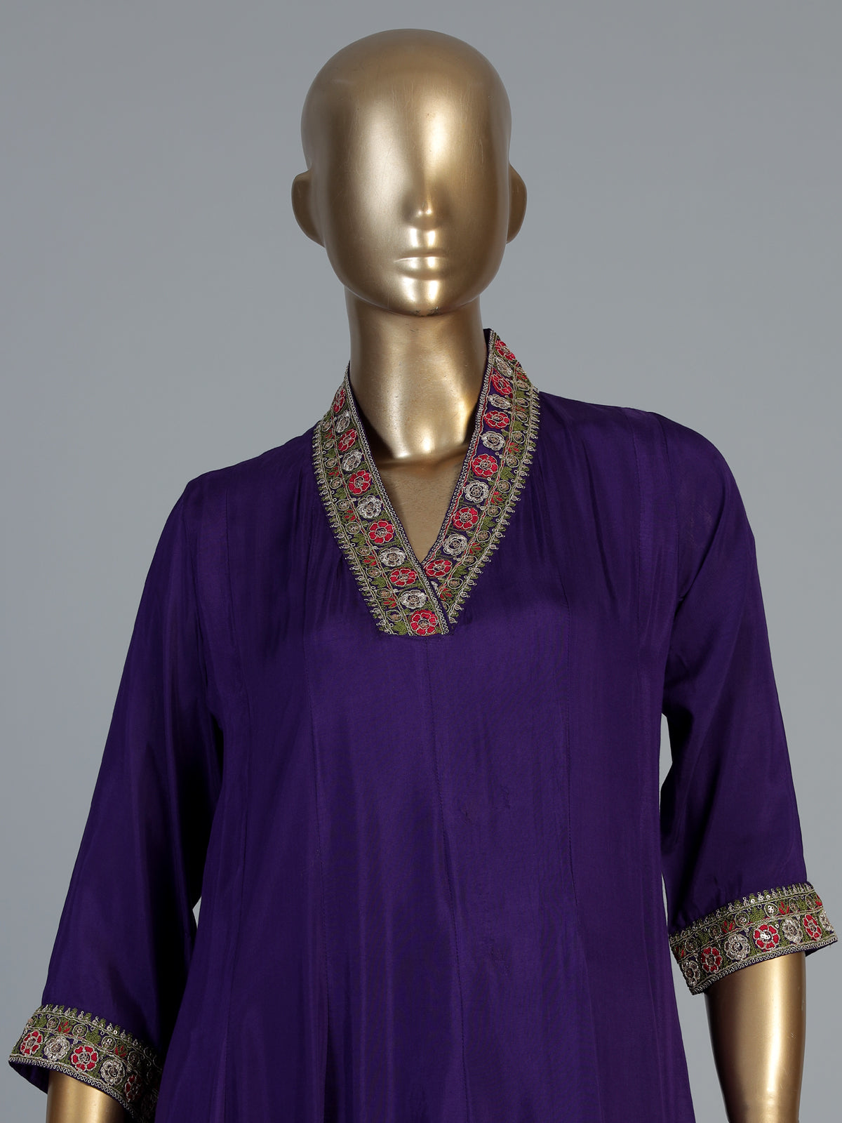 Purple anarkali kurti set with regal festive elegance