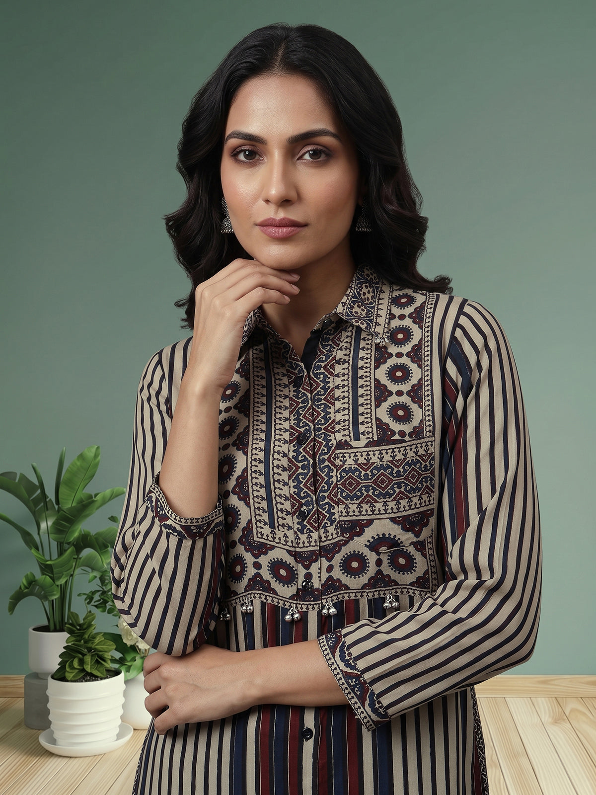 Multi printed designer palazzo fusion set
