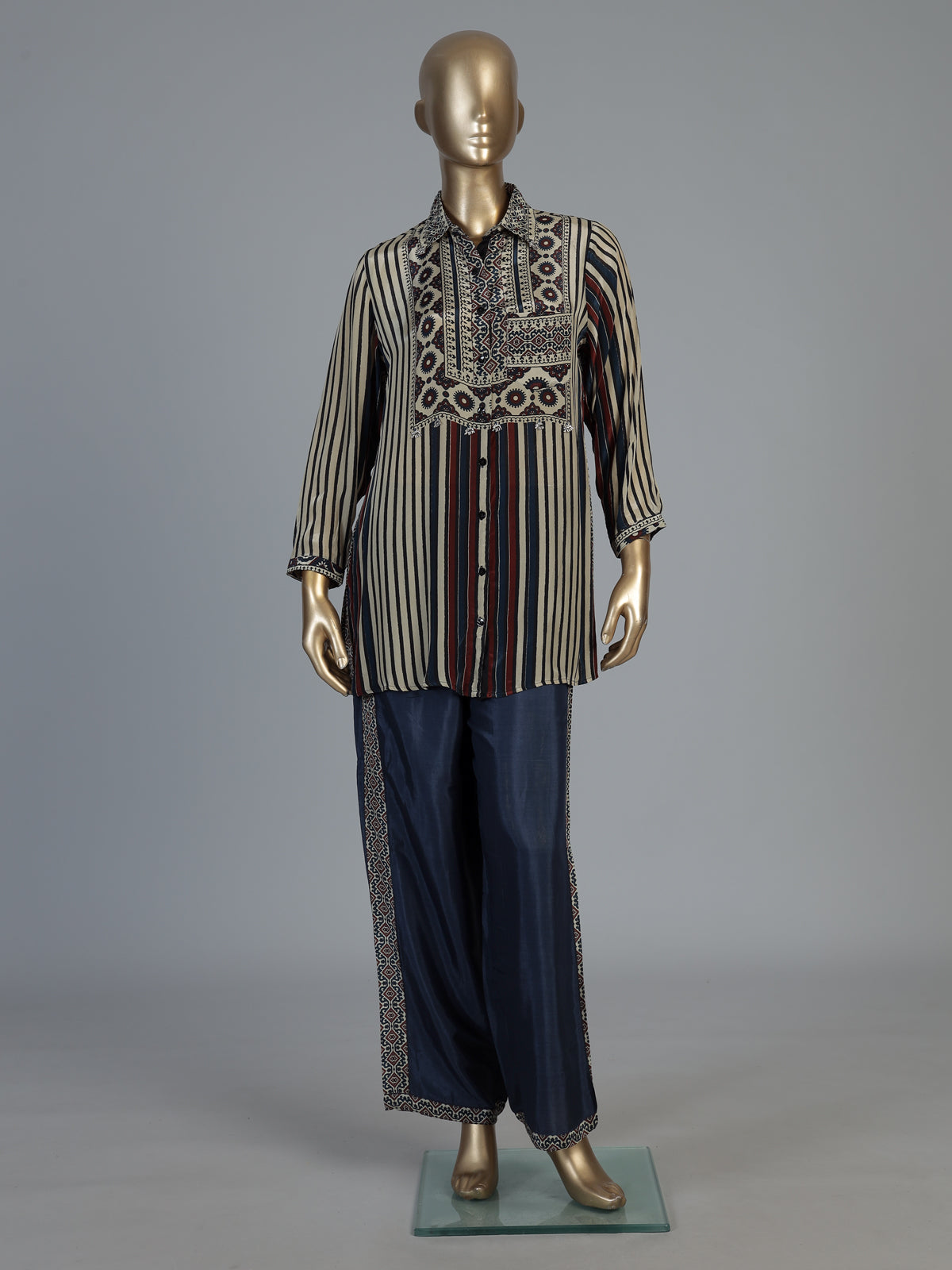 Multi printed designer palazzo fusion set