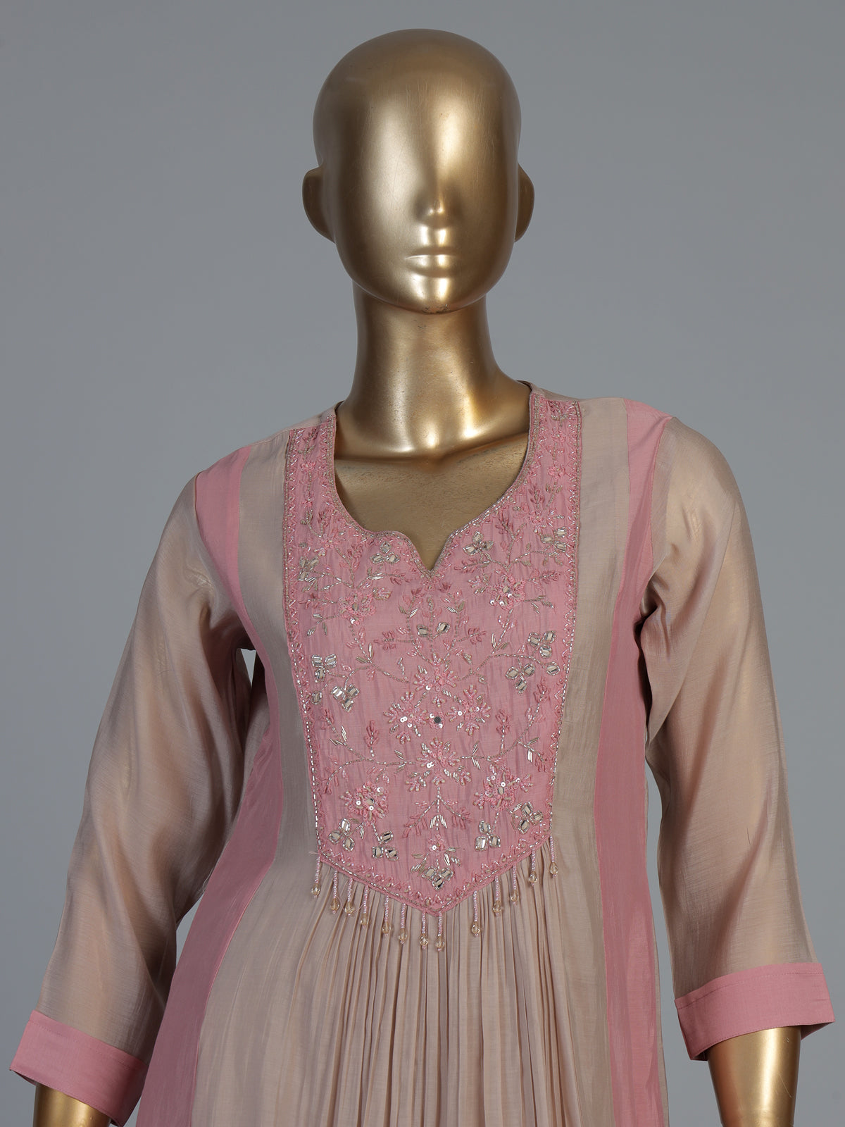 Beige designer kurti set with timeless ethnic glamour